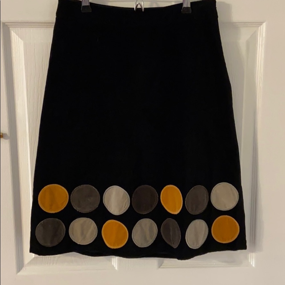 Boden Black Velvet Circle Appliqué Skirt